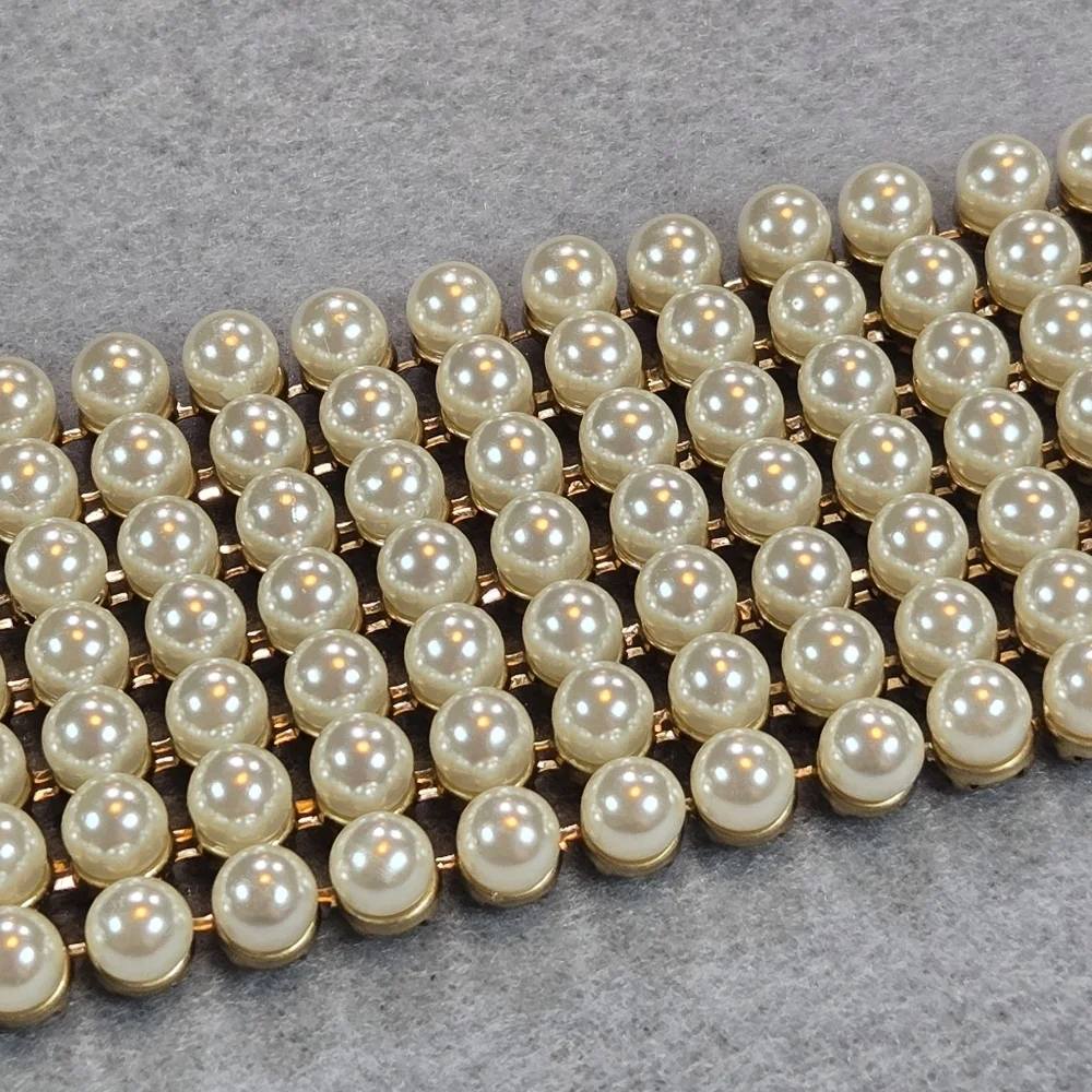 Plunder Design Bracelet Womens OS Cream Gold Multi Strand Faux Pearl Magnetic‎